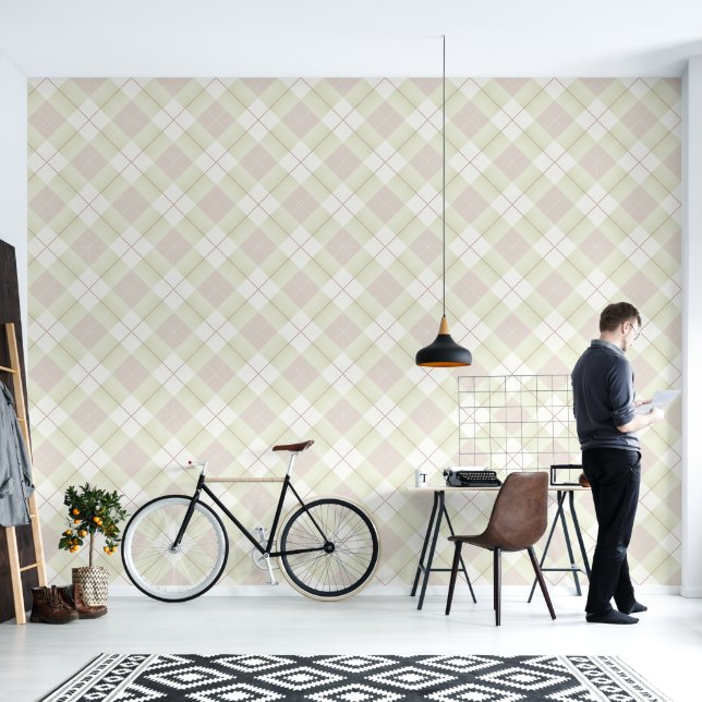 Moderne klassieke Gingham stijl picknick geruite p Behang (Woonkamer)