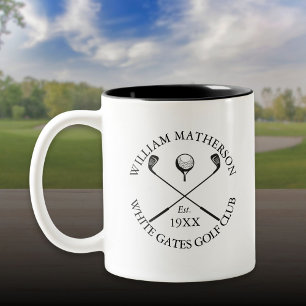 Moderne Klassieke Golfclub Naam Persoonlijk Tweekleurige Koffiemok