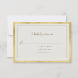 Moderne Klassieke Gouden Ecru Formele Elegante Tro RSVP Kaartje