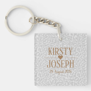 Moderne Klassieke Gouden Trouw Elegant Patroon Sleutelhanger