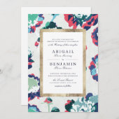 Moderne, klassieke groene abstracte bruinktbruilof kaart (Voorkant / Achterkant)