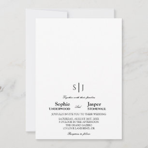 Moderne Klassieke Minimalistische Monogram Bruilof Kaart