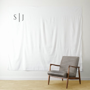 Moderne klassieke monogram bruiloft foto achtergro wandkleed