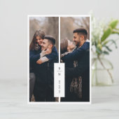 Moderne Klassieke Monogram Fotobruiloft Bedankkaart (Staand voorkant)