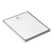 Moderne Klassieke Navy Blauwe Rand Aangepaste Brie Notitieblok (Schuin)