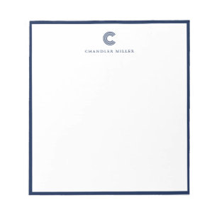 Moderne Klassieke Navy Blauwe Rand Aangepaste Brie Notitieblok