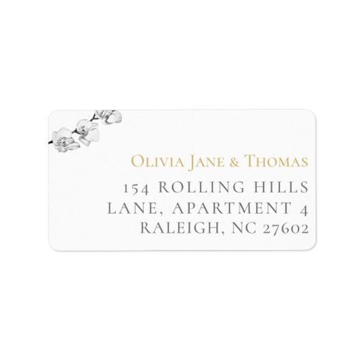 Moderne klassieke orchidee bruiloft label (Voorkant)