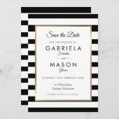 Moderne klassieke streep-bruiloft bespaart datum kaart (Voorkant / Achterkant)