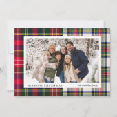 Moderne Klassieke Tartan Plaid One Foto Feestdagenkaart (Voorkant)