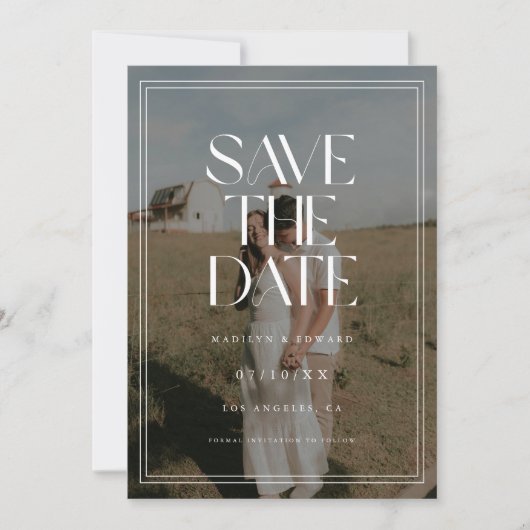Moderne Klassieke Vetgedrukte Typografie Trouwfoto Save The Date (Voorkant)