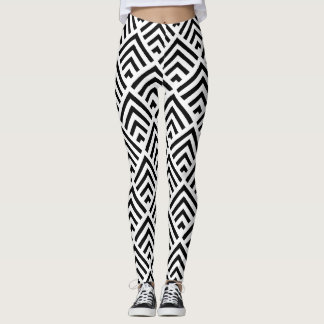 Moderne klassieke zwarte en witte geometrische che leggings