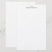 Moderne klassieke zwarte schrijfkunst briefpapier (Voorkant / Achterkant)