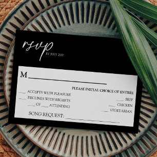 Moderne klassieke zwarte weddenschappen Verzoek RS RSVP Kaartje