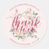 Moderne klassiekers roze rozen bloemen dank u guns ronde sticker (Voorkant)