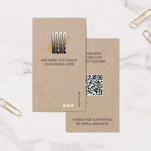 Moderne Kleding Logo QR Code Kraft Display Label Visitekaartje (Kantoor)