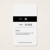 Moderne Kledingprijs Hang Label Visitekaartje (Achterkant)