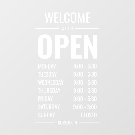 Moderne Kledingwinkel Winkel Openingstijden Begroe Raamsticker (Vel)