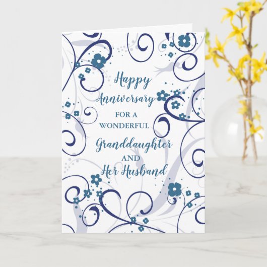 Moderne kleindochter en haar man Jubileum Kaart (Gele Bloem)