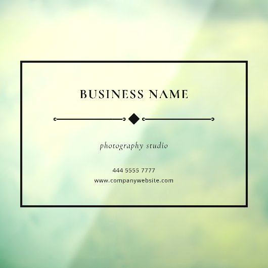 Moderne Kleine Bedrijfsnaam Zwarte Frame Transpara Raamsticker (Vel 3)