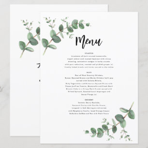 Moderne kleine eucalyptus eenvoudige elegante brui menu