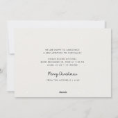 Moderne kleine Kerstmis geboorte aankondiging (Achterkant)