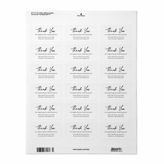 Moderne Kleine Onderneming Dank u het Pakket van h Etiket (Full Sheet)