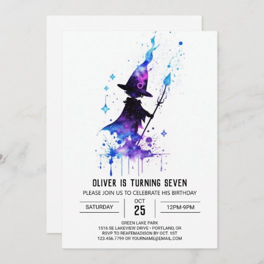 Moderne kleine tovenaar verjaardag kaart (Voorkant / Achterkant)