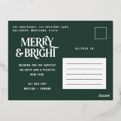 Moderne kleine traditionele groene kerst folie feestdagen briefkaart (Achterkant)