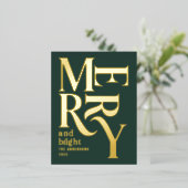 Moderne kleine traditionele groene kerst folie feestdagen briefkaart (Staand Voorkant)