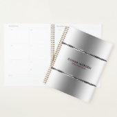Moderne kleine zilver en zwarte strepen planner (Display)