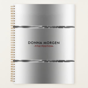 Moderne kleine zilver en zwarte strepen planner