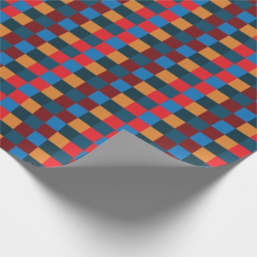 Moderne kleur geruit schaakbord cadeaupapier (Hoek)