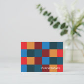 Moderne kleur geruit schaakbord visitekaartje (Staand voorkant)