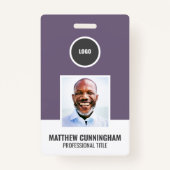 Moderne Kleur Ronde Logo Werknemer Naam Barcode Badge (Voorkant)