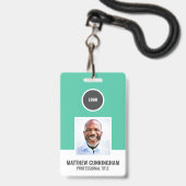 Moderne Kleur Ronde Logo Werknemer Naam Barcode Badge (Front with Lanyard)