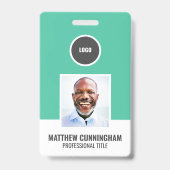 Moderne Kleur Ronde Logo Werknemer Naam Barcode Badge (Front)