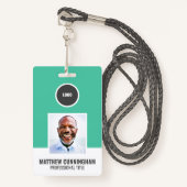 Moderne Kleur Ronde Logo Werknemer Naam Barcode Badge (Voorkant met draagriem)