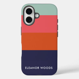Moderne Kleurblok Brede Strepen Persoonlijk iPhone 16 Hoesje
