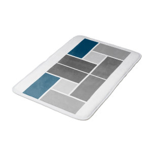 Moderne kleurblok mozaïek oceaanblauw grijs wit badmat