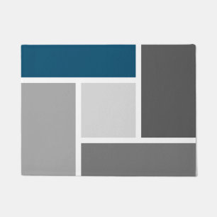 Moderne kleurblok mozaïek oceaanblauw grijs wit deurmat