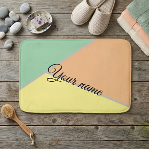 Moderne Kleurblok Pastel Mint & Perzik Aangepaste Badmat