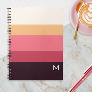 Moderne Kleurblok Roze Crème Monogram Notitieboek
