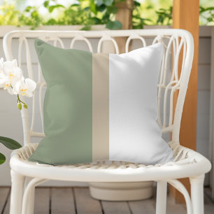 Moderne kleurblok sagegroene beige witte buitenkussen