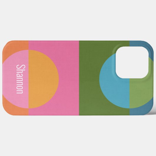 Moderne kleurenblok 3 met aangepaste naam Case-Mate iPhone case (Achterkant (horizontaal))