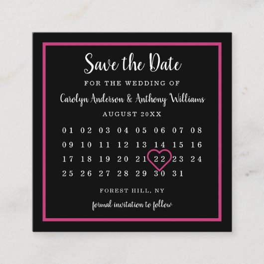 Moderne kleurenfotokalender waarop de datum wordt informatiekaartje (Voorkant)