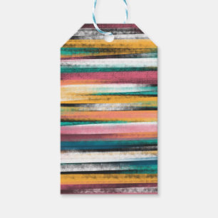Moderne kleurige penseelstreken Stripes olieverf Cadeaulabel