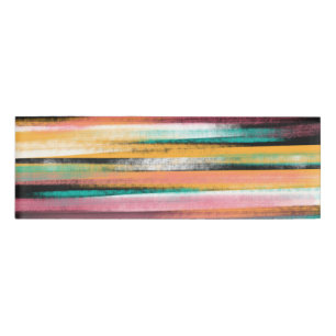Moderne kleurige penseelstreken Stripes olieverf Naambadge