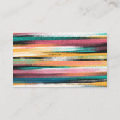 Moderne kleurige penseelstreken Stripes olieverf Visitekaartje (Achterkant)
