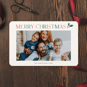 Moderne Kleurrijk Type Foto Kerstvakantie Magneet