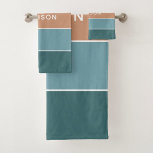 Moderne kleurrijke aarde Colorblock Persoonlijke n Bad Handdoek
